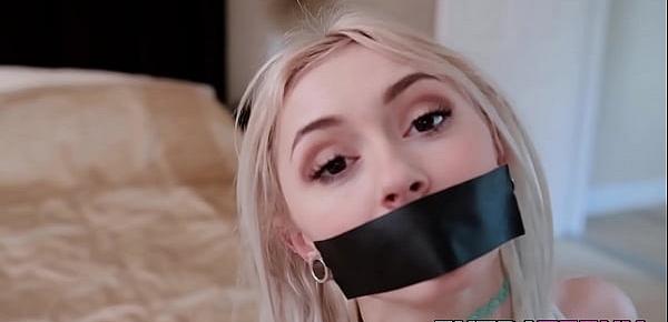  Skinny petite teen blonde facialized after riding big dick